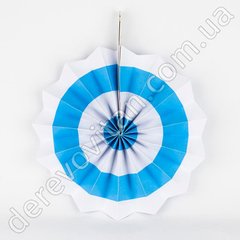 Подвесной веер, бело-голубой, 30 см - бумажный декор-розетка