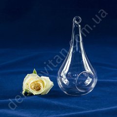Подвесная ваза "Капля" из стекла, 17 см