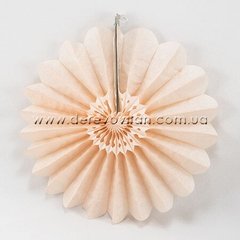 Подвесной веер, персиковый, 30 см - бумажный декор-розетка