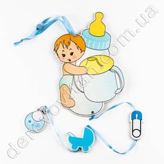 Детская гирлянда-подвеска "Малыш с бутылочкой", голубая