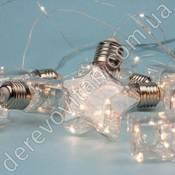 Led-гирлянда "Падающие звезды" типа "штора", 2 м, 10 звезд, теплый свет (на батарейках)