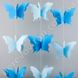 Бумажная гирлянда на нити 3D "Бабочки", голубая, 2.5 м