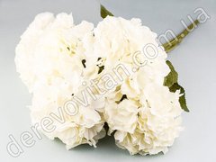 Штучна біла гортензія 5 квіток на гілці, тканина, 48 см