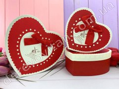 Подарочные коробки "Сердце" красно-белые с бантом, набор из 3 шт.