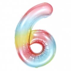 Воздушный/гелиевый шар-цифра "6", разноцветная, 1 м (42")
