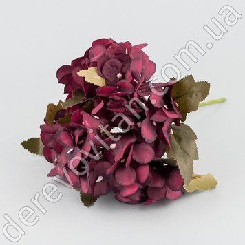 Гортензия искусственная, марсала, 5 веточек на ножке, 22&times;27 см
