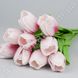 Тюльпаны искусственные, бело-розовые, букет 9 шт., ~33 см