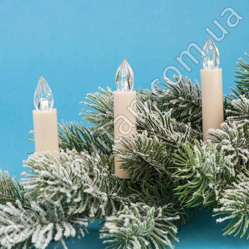 LED-свічі на прищіпках для ялинки з пультом, 10 шт. 1.5×10 см