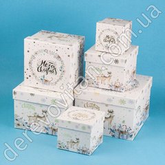 Подарочные коробки "Merry Christmas", белые, набор из 6 шт.