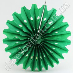 Подвесной веер, зелёный, 38 см - бумажный декор-розетка