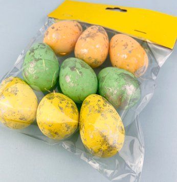 Великодні яйця різнокольорові зі сріблом, 3&times;5 см, 9 шт.