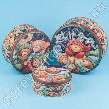 Подарочные коробки на Новый год, жестяные, набор из 3 шт.