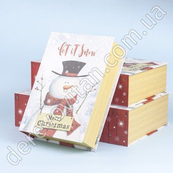 Новогодние подарочные коробки "Книга Снеговик", 3 шт.