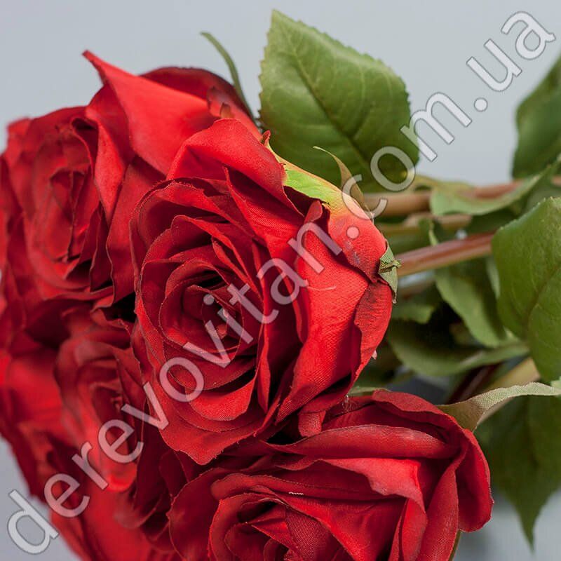 Букет искусственных роз, красный, 8 шт., 38 см