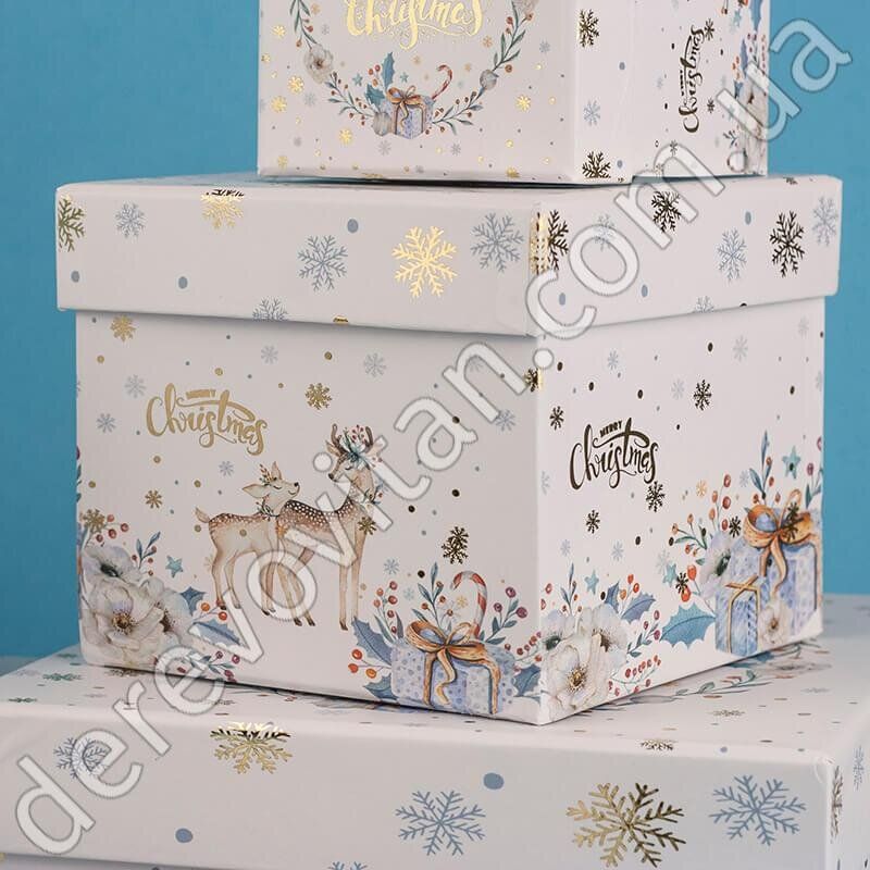 Подарочные коробки "Merry Christmas", белые, набор из 6 шт.