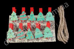 Прищіпки для декору новорічні "Ялинки", 10 шт., висота 4.5 см