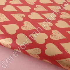 Бумага упаковочная, красная с принтом "Сердца", 50×70 см, 20 листов