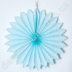Подвесной веер, светло-голубой, 45 см - бумажный декор-розетка