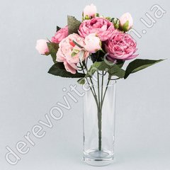 Роза садовая пионовидная в букете, 5 веточек, 17×28 см