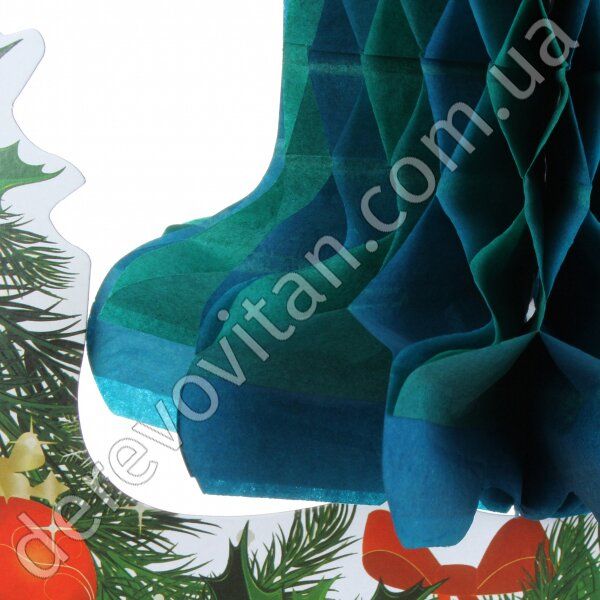 Новорічна паперова підвіска "Різдвяний дзвоник", 36 см, зелена