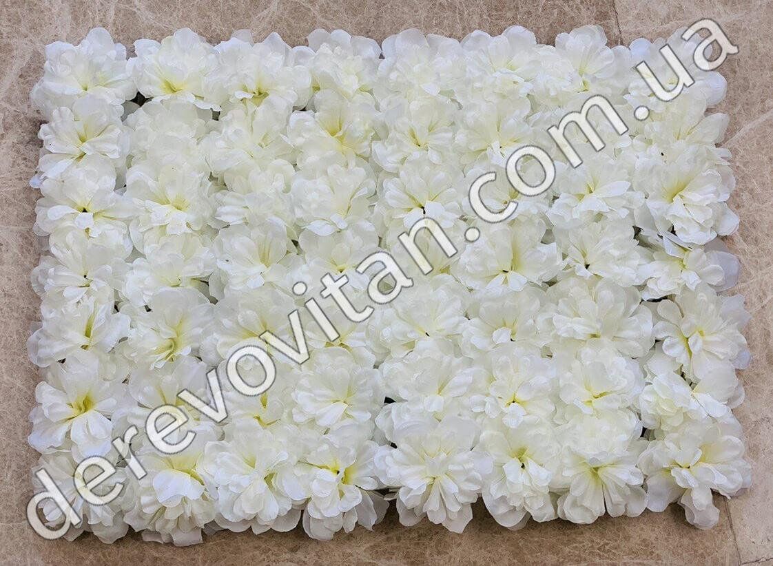 Хризантеми декоративні - для стін з квітів, біло-кремові, 48×63 см, 56 квіток