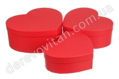 Коробки подарочные "Сердце" красные, 3 шт. (матрешка)