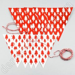 Гірлянда новорічна "Ялинки", червоний хром, 12 прапорців (~2-2.3 м)