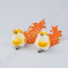 Декоративные птички на прищепке, оранжевые, 3.5×5×17 см, 2 шт.