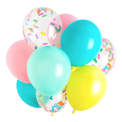 Воздушные шарики "Макарун и прозрачные" с конфетти, 12 шт. 30 см 12"
