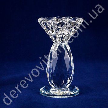 Свічник скляний на ніжці, 2 розміри свічок, 6.5&times;11.5 см