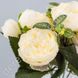 Розы пионовидные в букете, молочные, 5 веточек, 17×28 см