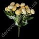Ранункулюси з тканини в букеті з добавками, кремово-жовті, 15 квіток ~15×32 см