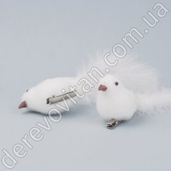 Декоративні пташки на прищіпці, білі, 3.5×5×17 см, 2 шт.