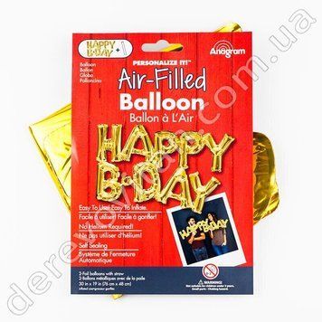 Фольговані слова "HAPPY B-DAY", золото, 48&times;76 см, США