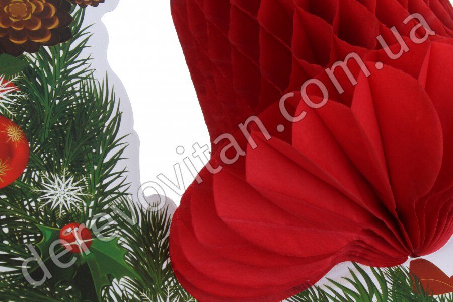 Новогодняя бумажная подвеска "Рождественский колокольчик", 36 см, красная