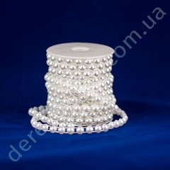 Штучні перли (напівсфери) в мотку, 0.8 см×20 м, білі