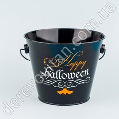 Ведерко/кашпо металлическое "Happy Halloween", черное, 10×12.5 см