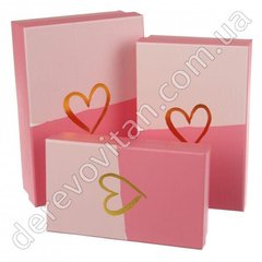 Подарочные коробки прямоугольные "Сердце", 3 шт. (матрешка)
