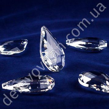 Подвеска-кристалл "Капля большая с огранкой", стекло, 1.2&times;3.9&times;6 см, 5 шт.