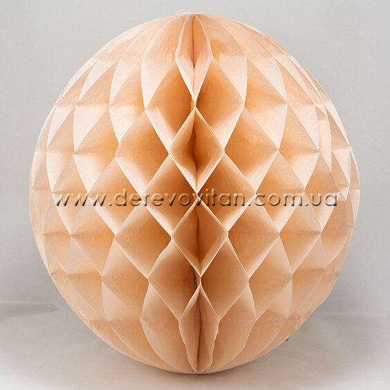Бумажный шар-соты, персиковый, 20 см
