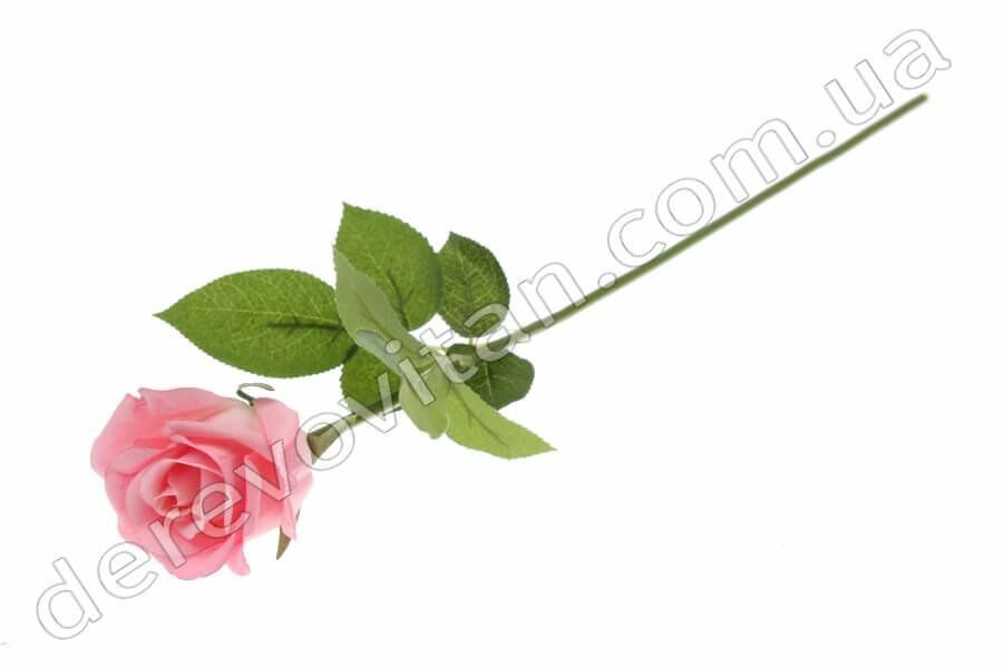 Роза искусственная розовая из ткани, ~55 см