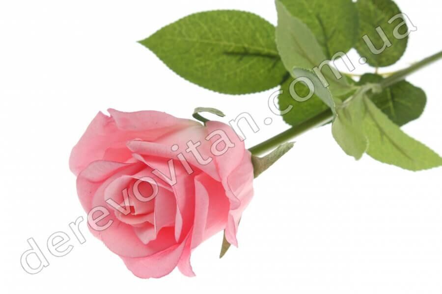 Роза искусственная розовая из ткани, ~55 см
