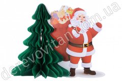 Паперова підвіска-соти "Ялинка та Санта Клаус", 30×36 см