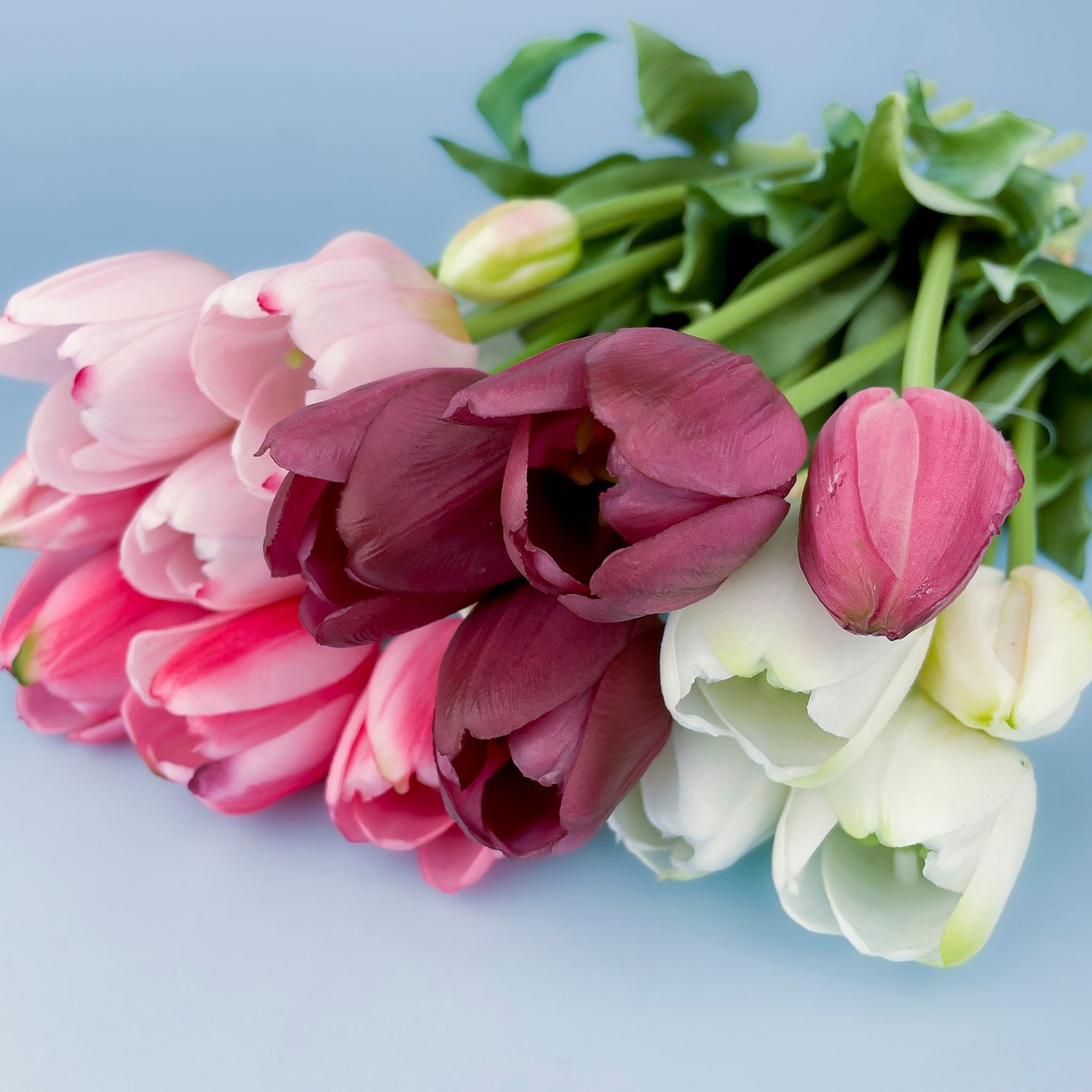 Искусственные гелевые тюльпаны, марсала, букет 5 шт., 40 см
