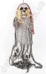 Декор-подвеска на Хэллоуин "Привидение в платье с черепами", пенопласт+марля, ~1.09 м