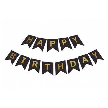 Гірлянда із прапорців "Happy Birthday", чорна, 12.5&times;16.4&times;2 м