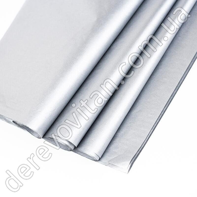 Бумага тишью, серебро, 10 листов, 50 см×75 см