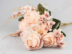 Штучні троянди на ніжці з добавками, персиково-рожеві, 30×52 см
