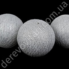 Шарик хлопковый, серый с серебром, 6 шт., 6.5 см