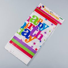 Святкова одноразова скатертина "Happy Birthday" в зірках, 108×180 см